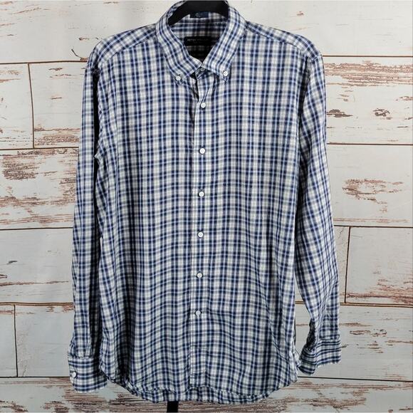 Peter Millar Plaid Button Up Cotton Size Large - Picture 1 of 5